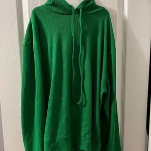 Thin green zara sweater. perfect to chill in. very comfortable